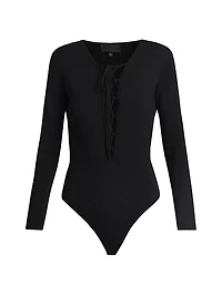 Adalynn Silk Lace-Up Bodysuit