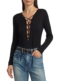 Adalynn Silk Lace-Up Bodysuit