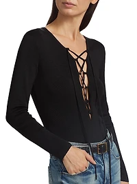 Adalynn Silk Lace-Up Bodysuit