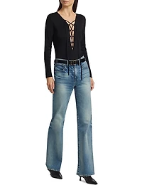 Adalynn Silk Lace-Up Bodysuit