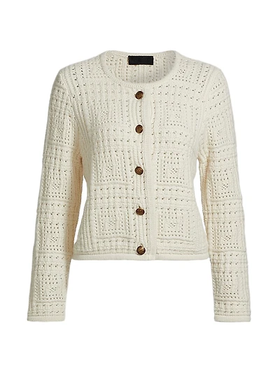Harry Cashmere Pointelle Button-Front Sweater Jacket