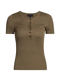 Francene Silk Short-Sleeve Sweater