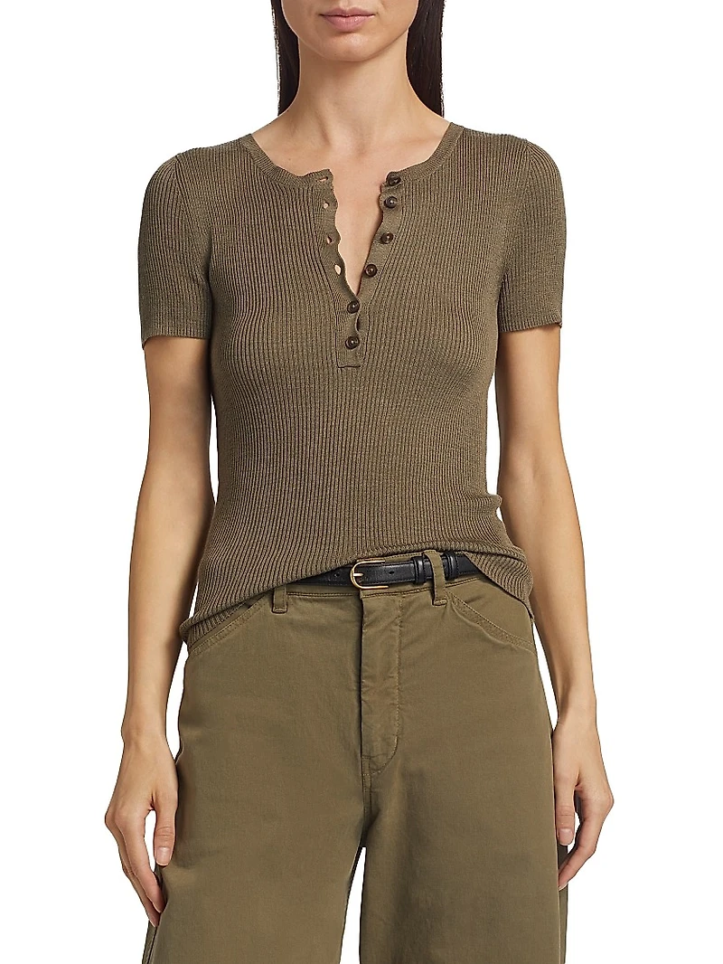 Francene Silk Short-Sleeve Sweater