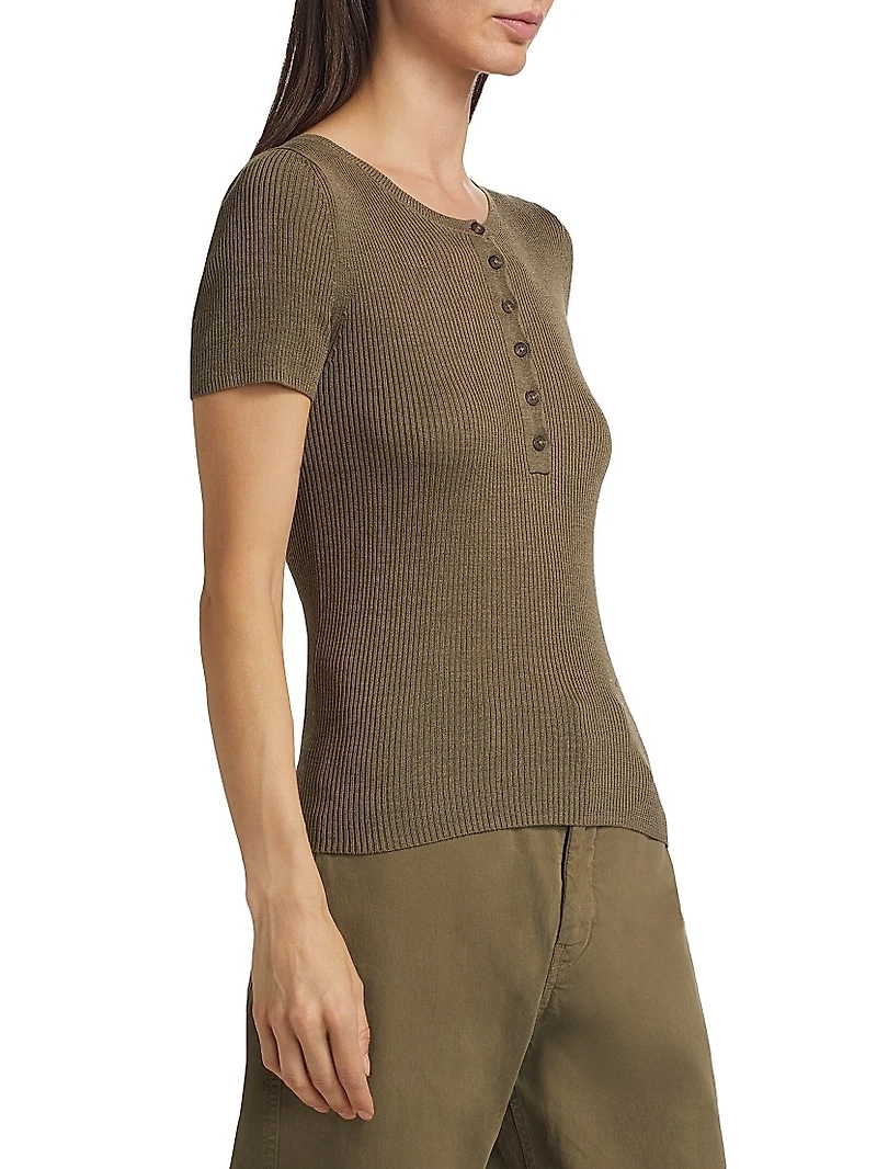 Francene Silk Short-Sleeve Sweater