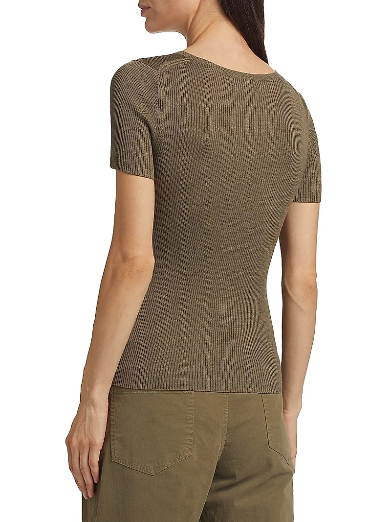 Francene Silk Short-Sleeve Sweater