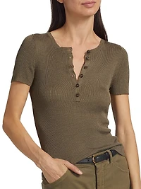 Francene Silk Short-Sleeve Sweater