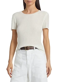 Zandra Crewneck Cotton Short-Sleeve Sweater
