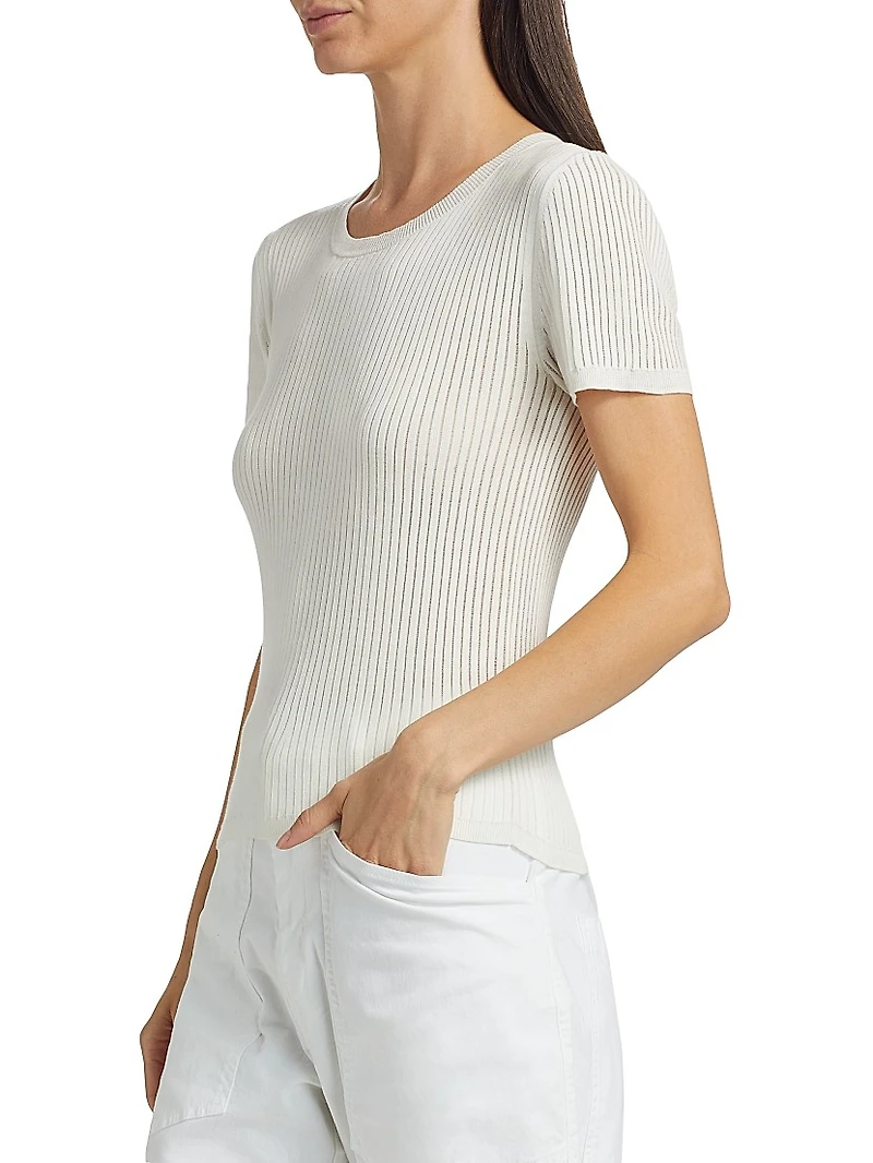 Zandra Crewneck Cotton Short-Sleeve Sweater