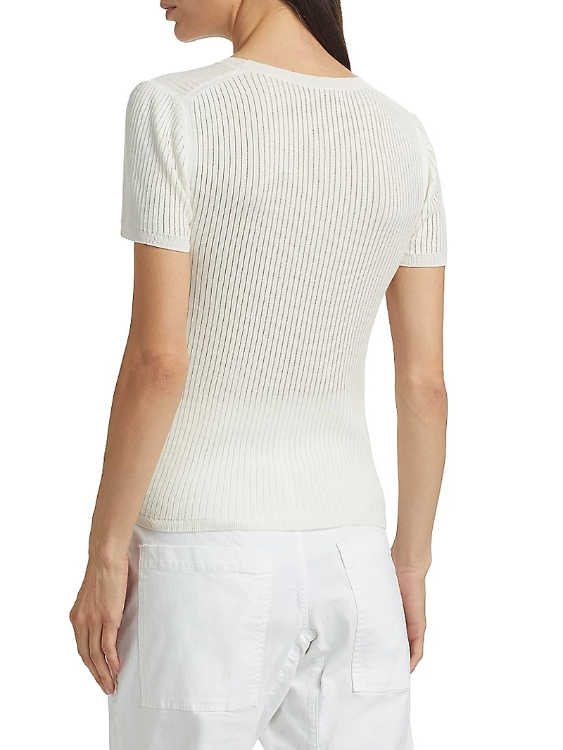 Zandra Crewneck Cotton Short-Sleeve Sweater