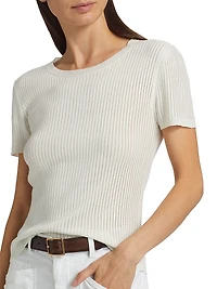Zandra Crewneck Cotton Short-Sleeve Sweater