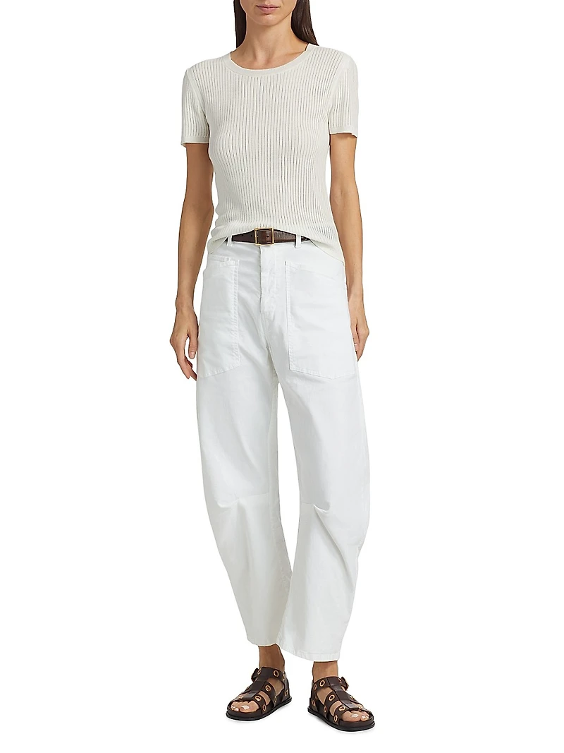 Zandra Crewneck Cotton Short-Sleeve Sweater