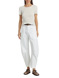 Zandra Crewneck Cotton Short-Sleeve Sweater