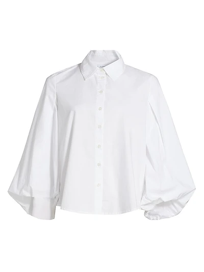 Marina Blouson Button-Up Poplin Top