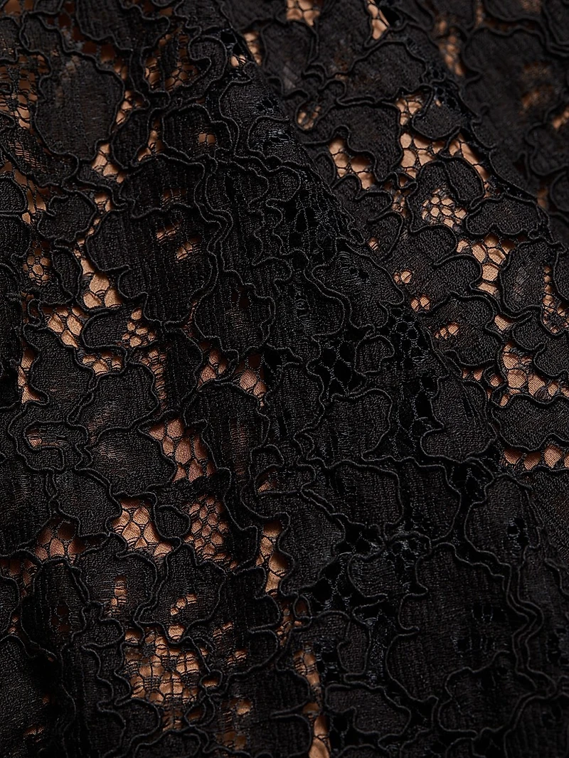 Floral Lace Plunge Bustier Cocktail Dress