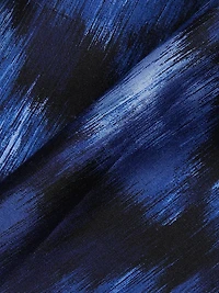 Abstract Floral Silk-Wool Drop-Waist Midi-Skirt