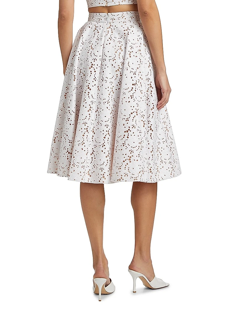 Broderie Anglaise Flared Midi-Skirt