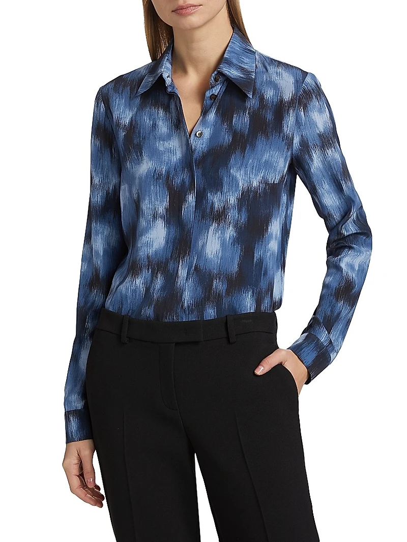 Hansen Floral Silk Button-Front Shirt