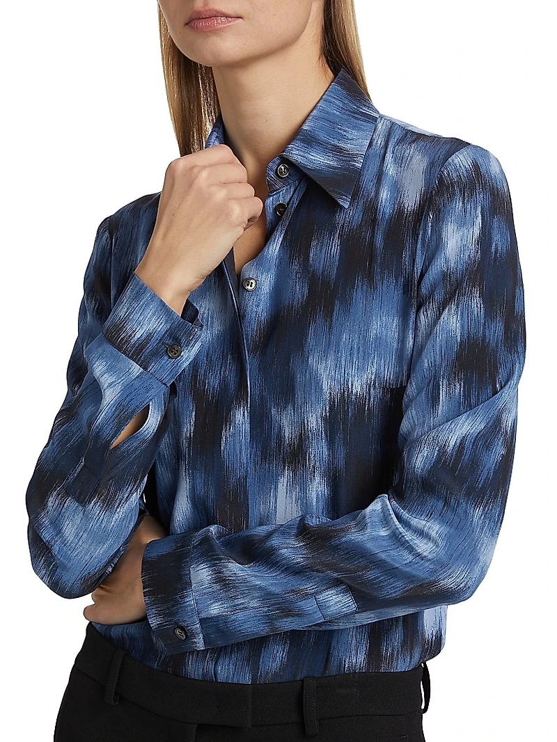 Hansen Floral Silk Button-Front Shirt