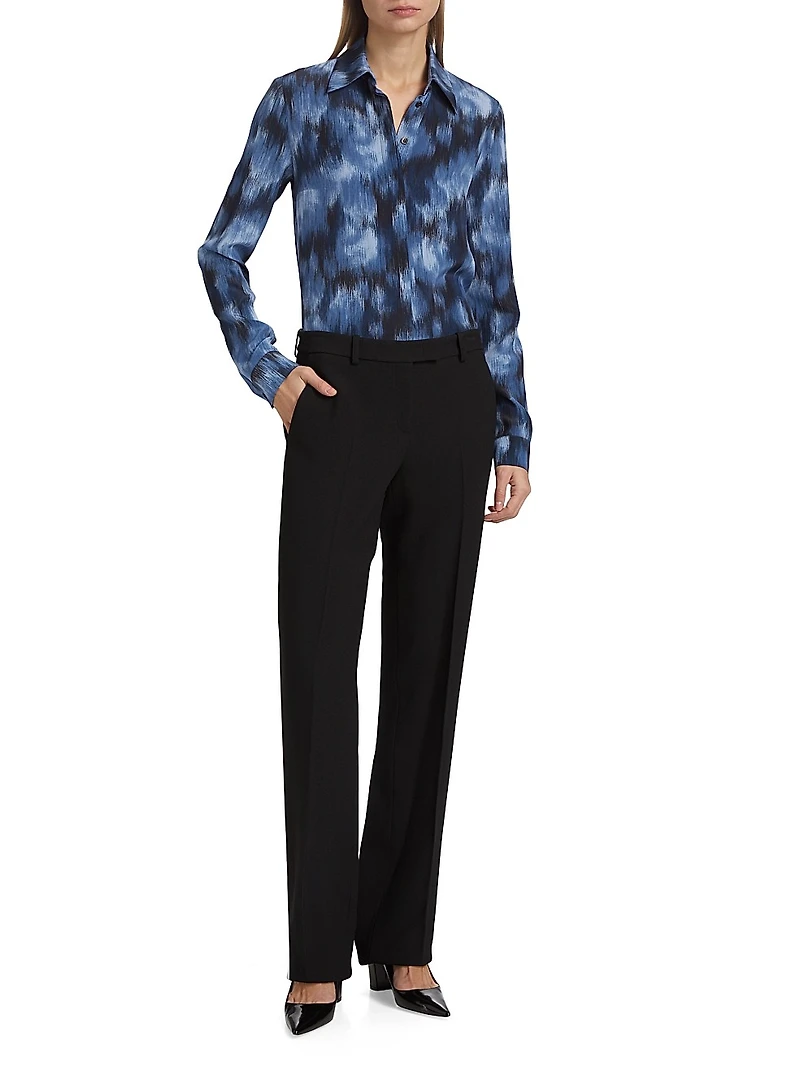 Hansen Floral Silk Button-Front Shirt