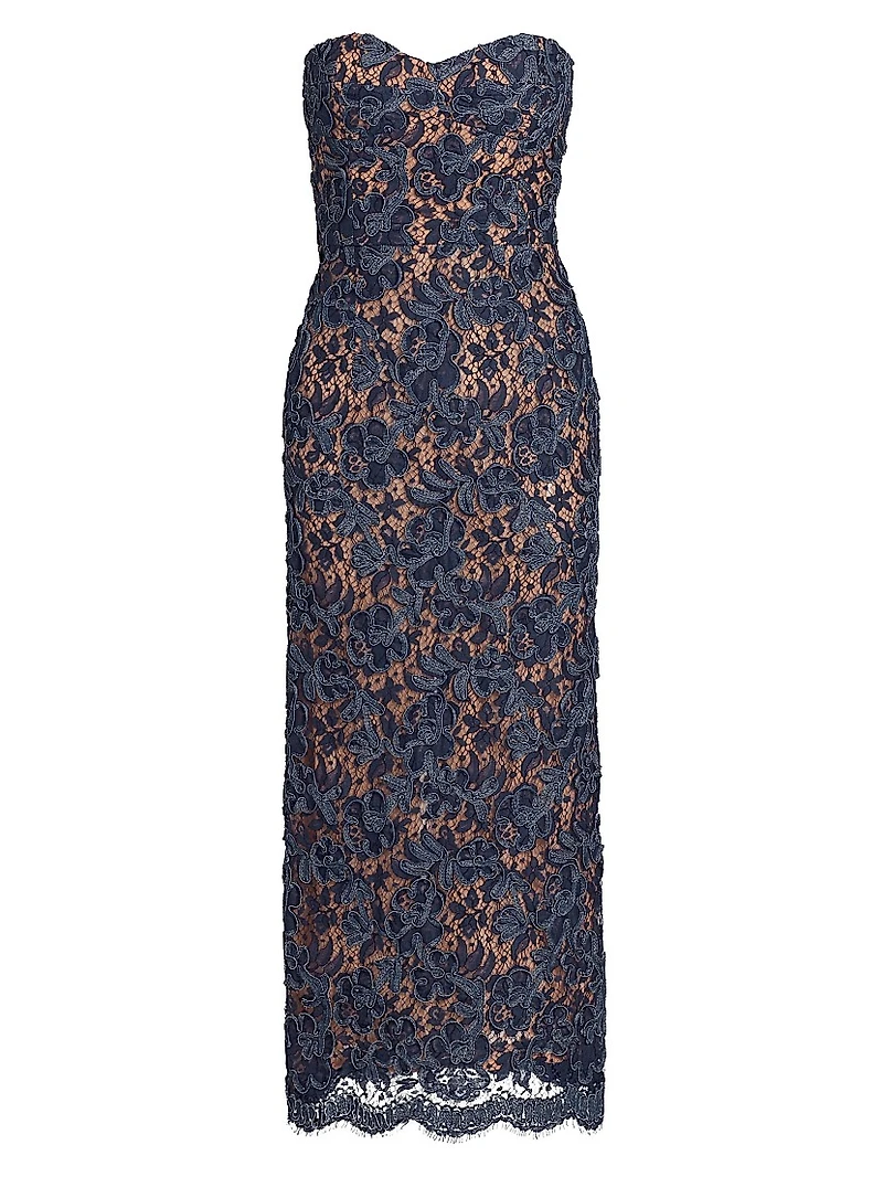 Strapless Lace Sheath Cocktail Dress
