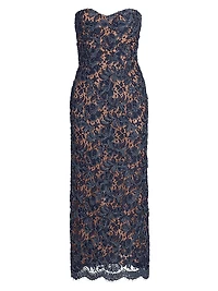 Strapless Lace Sheath Cocktail Dress