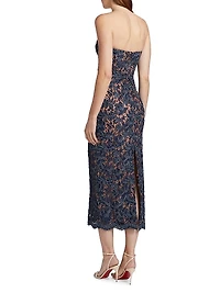 Strapless Lace Sheath Cocktail Dress