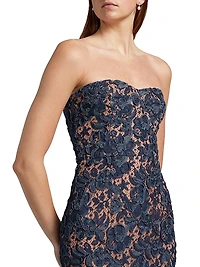 Strapless Lace Sheath Cocktail Dress
