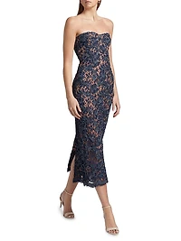 Strapless Lace Sheath Cocktail Dress