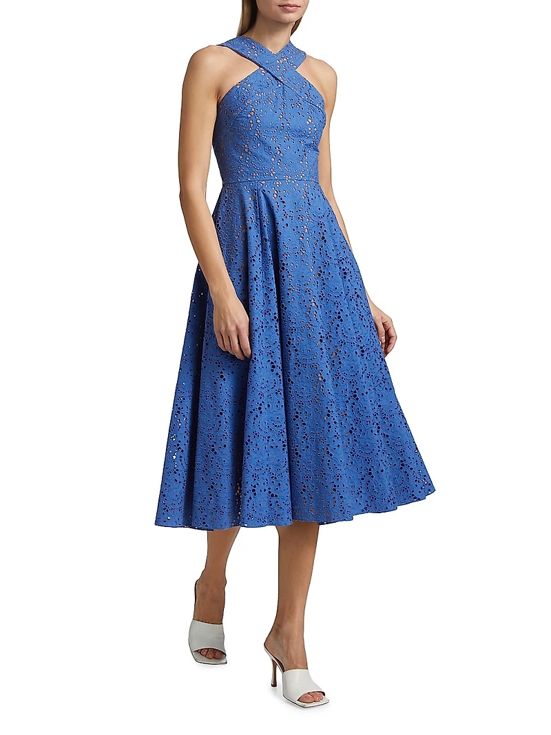 Broderie Anglaise Sleeveless Midi-Dress