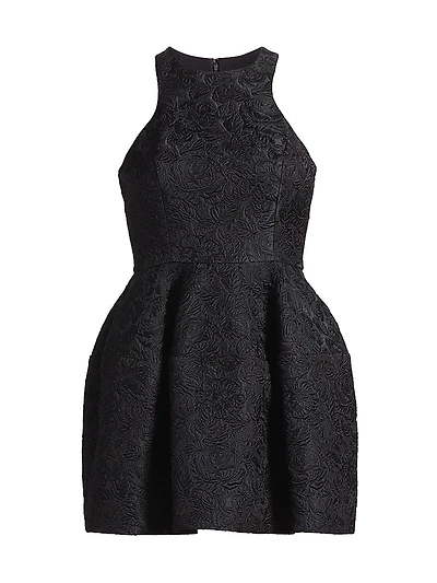 Floral Matelassé Racerback Bubble Minidress
