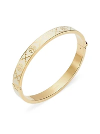 T Monogram Goldtone & Enamel Hinged Bangle
