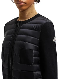 Padded Down Knit Zip Up Cardigan
