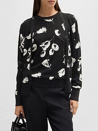 Merino Wool-Blend Cardigan with Tulip Jacquard