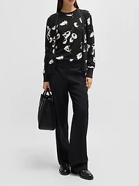 Merino Wool-Blend Cardigan with Tulip Jacquard