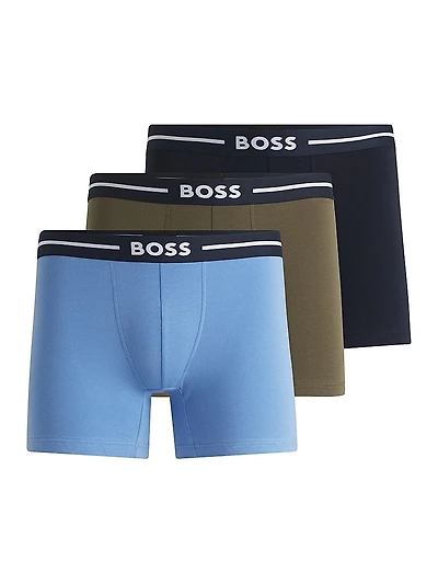 Three-Pack of Boxer Briefs with Logo Stripe Waistbands