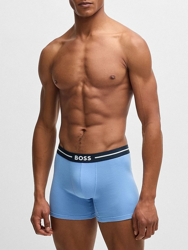 Three-Pack of Boxer Briefs with Logo Stripe Waistbands
