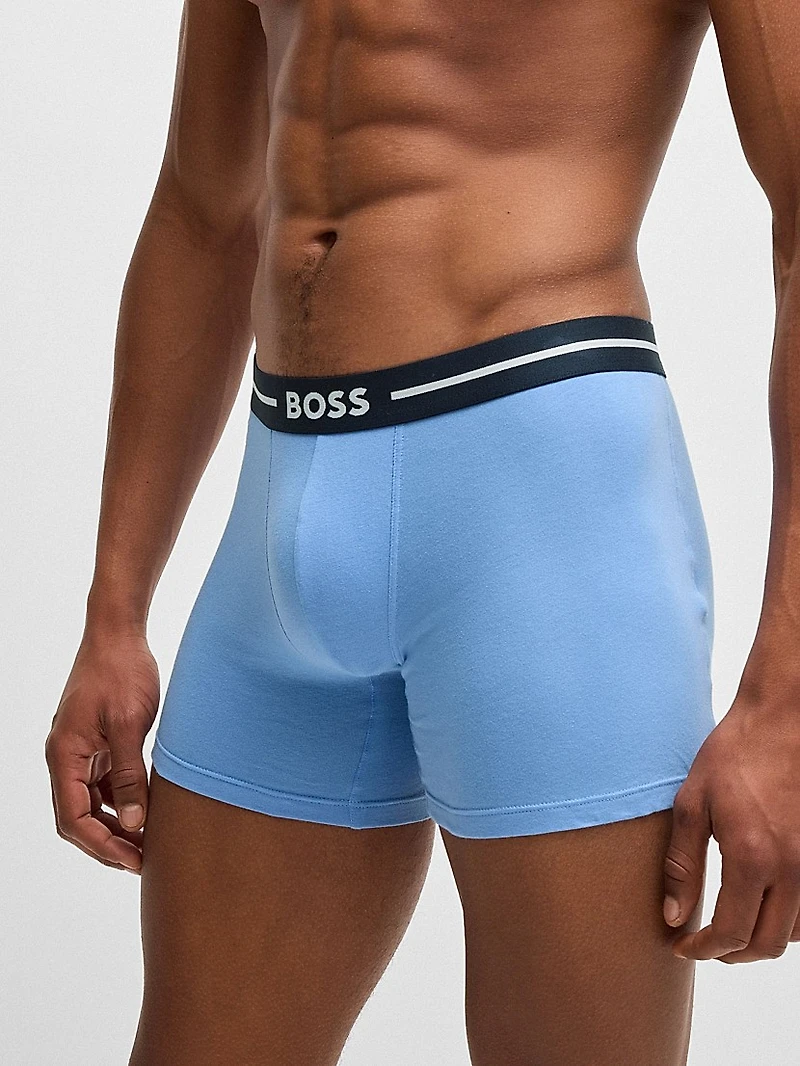 Three-Pack of Boxer Briefs with Logo Stripe Waistbands