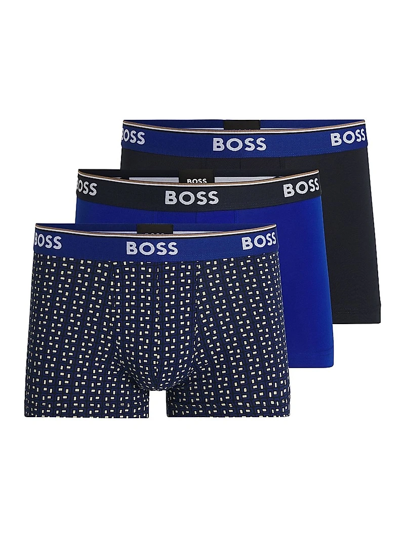 Three-Pack of Logo-Waistband Trunks Stretch Cotton