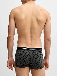 Three-Pack of Stretch-Cotton Plain and Monogrammed Trunks