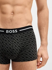 Three-Pack of Stretch-Cotton Plain and Monogrammed Trunks