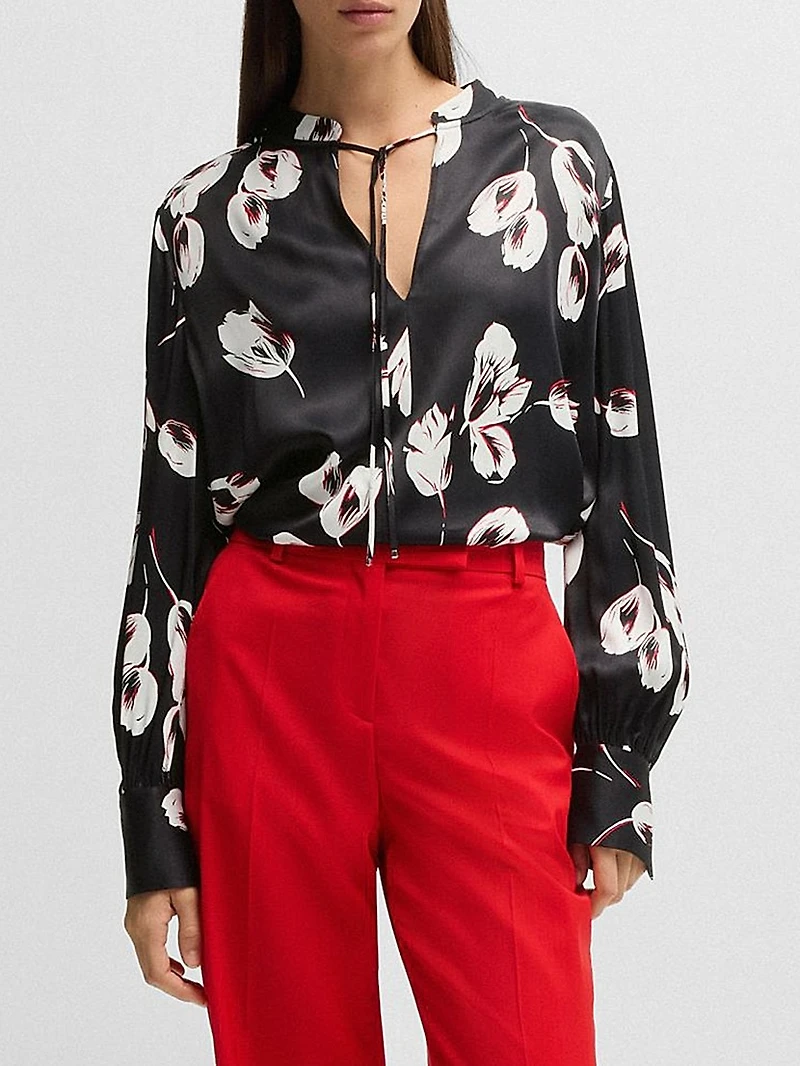 Relaxed-Fit Blouse with Tulip Print