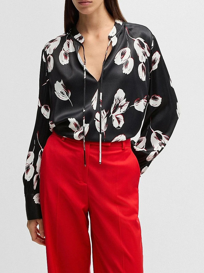 Relaxed-Fit Blouse with Tulip Print
