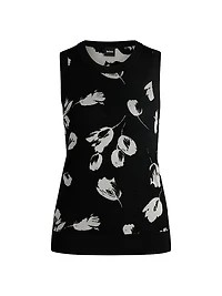 Merino Wool Knitted Top with Tulip Jacquard