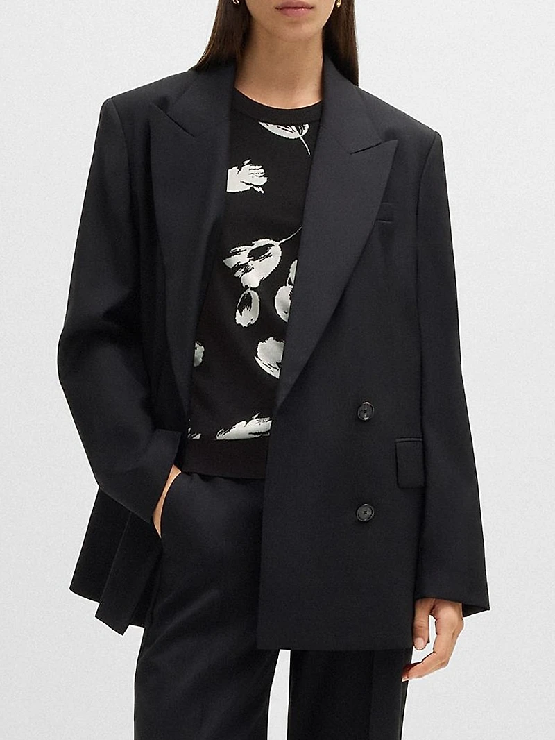 Merino Wool Knitted Top with Tulip Jacquard