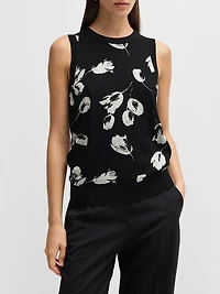 Merino Wool Knitted Top with Tulip Jacquard