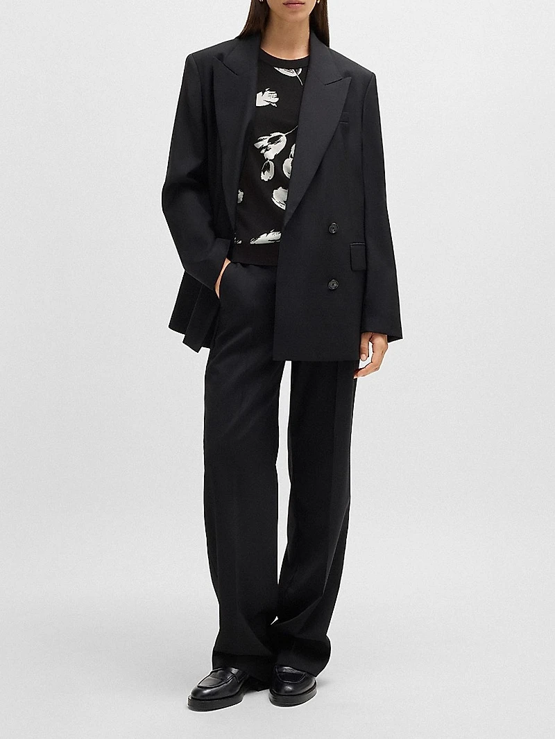 Merino Wool Knitted Top with Tulip Jacquard