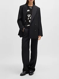 Merino Wool Knitted Top with Tulip Jacquard