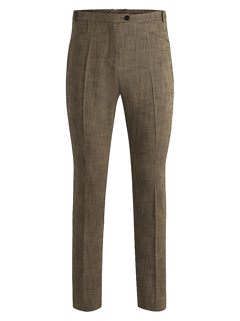 Relaxed-Fit Trousers Melange Stretch Sharkskin Fabric