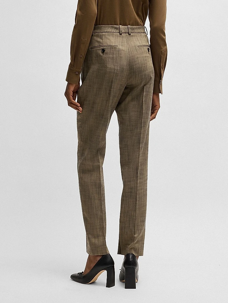 Relaxed-Fit Trousers Melange Stretch Sharkskin Fabric