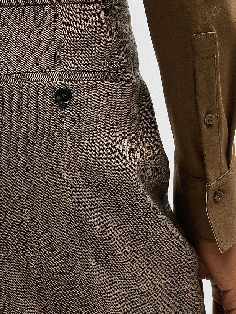 Relaxed-Fit Trousers Melange Stretch Sharkskin Fabric